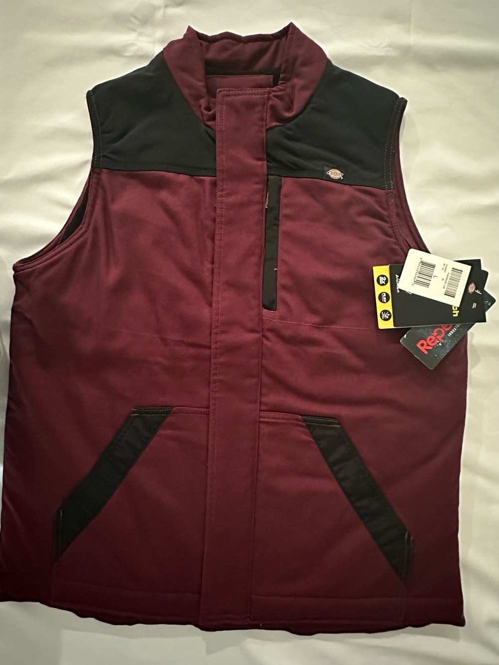 Dickies Maroon and Black Quilted Work Vest